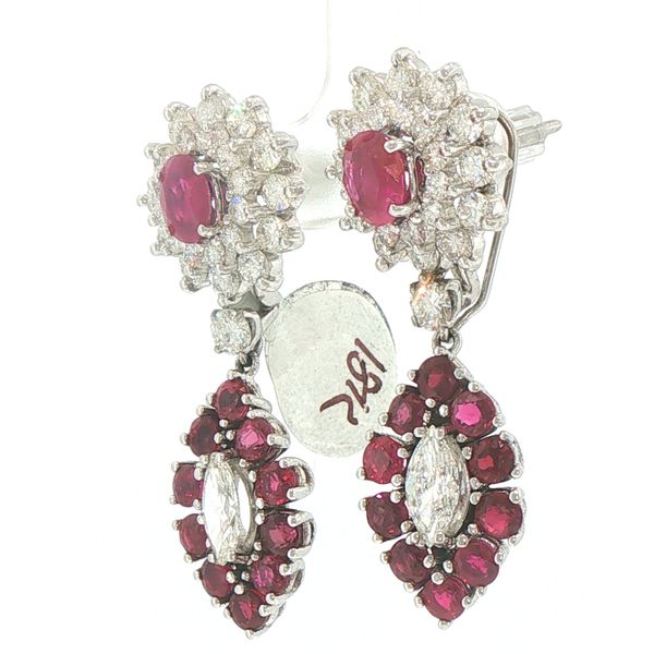 Burma Ruby & Diamond Estate Earrings Image 3 Bryan Jewelry Prattville, AL