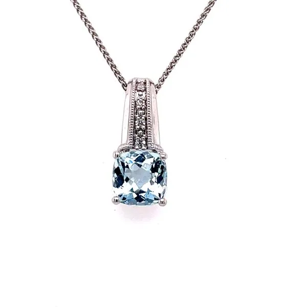 March into March- Aquamarine and Diamond Pendant in 14kw gold Bryan Jewelry Prattville, AL