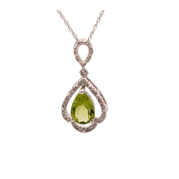 14k White Gold Pear-Shaped Peridot & Diamond Necklace Bryan Jewelry Prattville, AL
