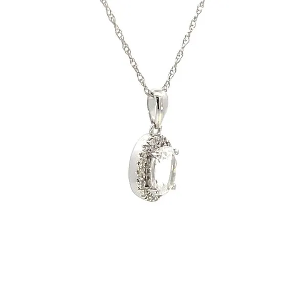 Oval White Topaz & Diamond Halo Pendant Image 3 Bryan Jewelry Prattville, AL
