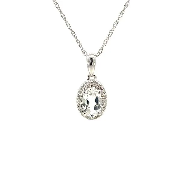 Oval White Topaz & Diamond Halo Pendant Bryan Jewelry Prattville, AL