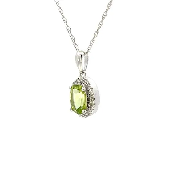 Oval Peridot & Diamond Halo Pendant Image 2 Bryan Jewelry Prattville, AL