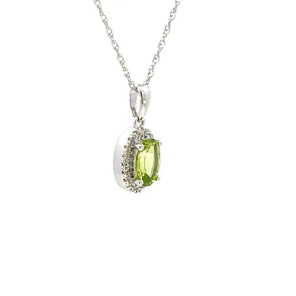 Oval Peridot & Diamond Halo Pendant Image 3 Bryan Jewelry Prattville, AL