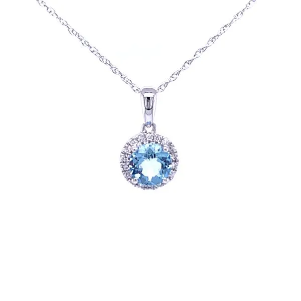 Aquamarine and Diamond Halo Pendant Bryan Jewelry Prattville, AL