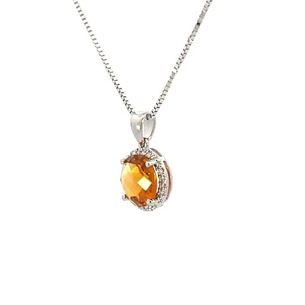 8.5mm Checkerboard Citrine Halo pendant-14kw Image 3 Bryan Jewelry Prattville, AL