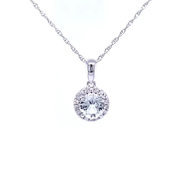 White Topaz and Diamond Halo Pendant in 10kw Bryan Jewelry Prattville, AL