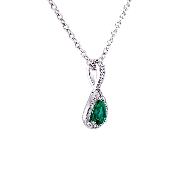 Pear Shaped Emerald & Diamond Pendant in 14kw Image 3 Bryan Jewelry Prattville, AL