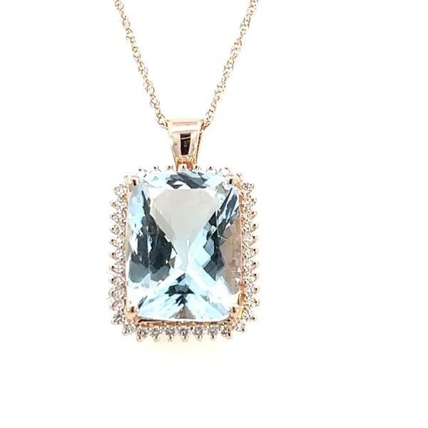 Aquamarine and diamond pendant-14kr-12.50 carat aqua-.50ctw dia-6.5 grams Bryan Jewelry Prattville, AL
