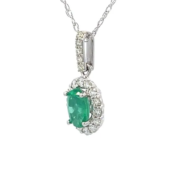 14kw .72ct Emerald & .30ctw diamond pendant-18 inches Image 3 Bryan Jewelry Prattville, AL