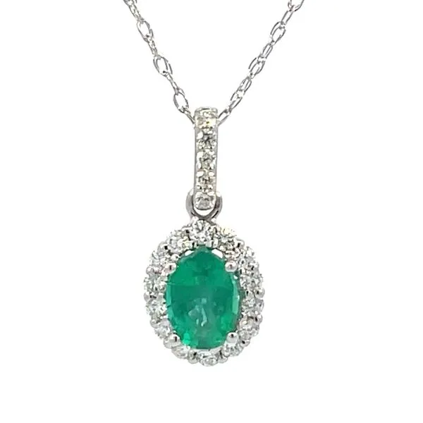 14kw .72ct Emerald & .30ctw diamond pendant-18 inches Bryan Jewelry Prattville, AL