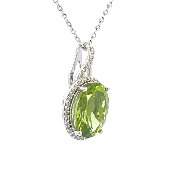 Oval peridot 3.01 ct with .12ctw diamonds on chain wearable at 16-17-18 inches-14kw Image 2 Bryan Jewelry Prattville, AL