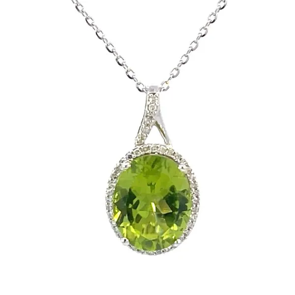Oval peridot 3.01 ct with .12ctw diamonds on chain wearable at 16-17-18 inches-14kw Bryan Jewelry Prattville, AL