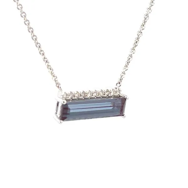 Created Alexandrite & diamond bar necklace-wearable 16-17-18 inches Image 2 Bryan Jewelry Prattville, AL
