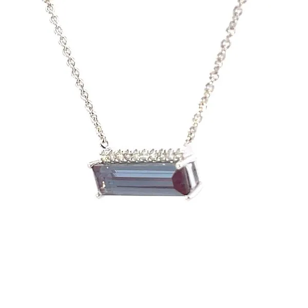 Created Alexandrite & diamond bar necklace-wearable 16-17-18 inches Image 3 Bryan Jewelry Prattville, AL