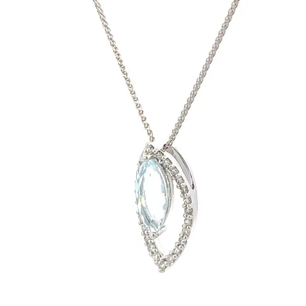 Aquamarie & diamond pendant-14kw -18 inches Image 2 Bryan Jewelry Prattville, AL