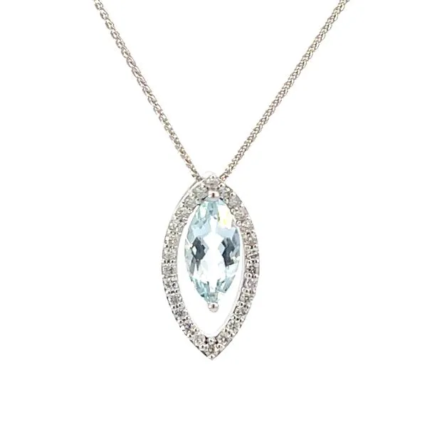 Aquamarie & diamond pendant-14kw -18 inches Bryan Jewelry Prattville, AL