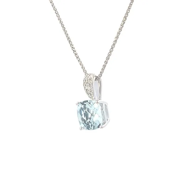 Aquamarine & diamond pendant-14kw Image 3 Bryan Jewelry Prattville, AL