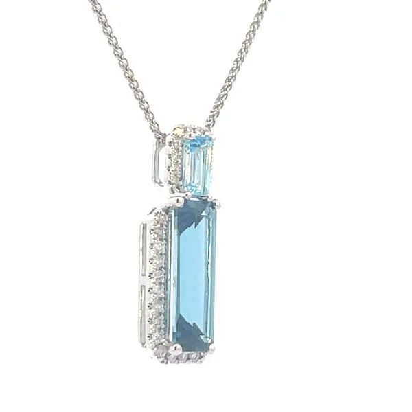 Bi-colored Blue Topaz and diamond pendant on adjustable chain-16-17-18 inches Image 2 Bryan Jewelry Prattville, AL