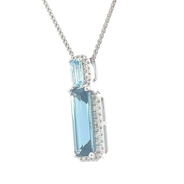 Bi-colored Blue Topaz and diamond pendant on adjustable chain-16-17-18 inches Image 3 Bryan Jewelry Prattville, AL