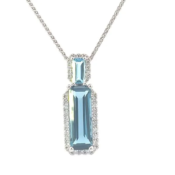 Bi-colored Blue Topaz and diamond pendant on adjustable chain-16-17-18 inches Bryan Jewelry Prattville, AL