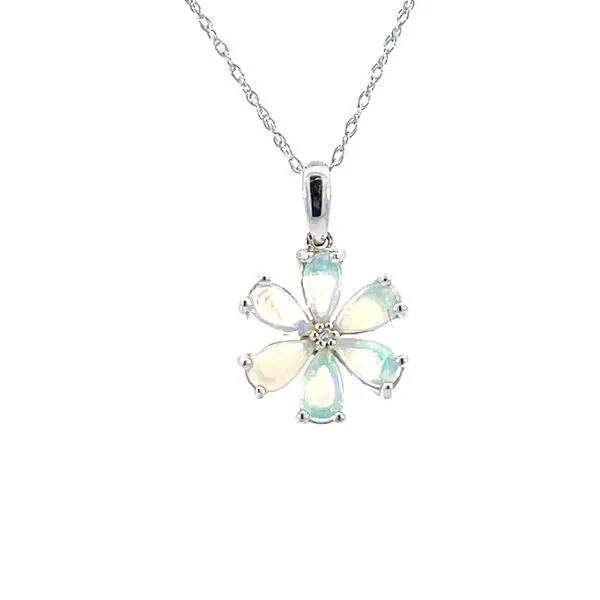 Opal cluster pendant with diamond accent-10kw Image 3 Bryan Jewelry Prattville, AL
