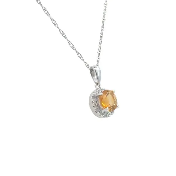 Citrine and Diamond Halo Pendant Image 3 Bryan Jewelry Prattville, AL