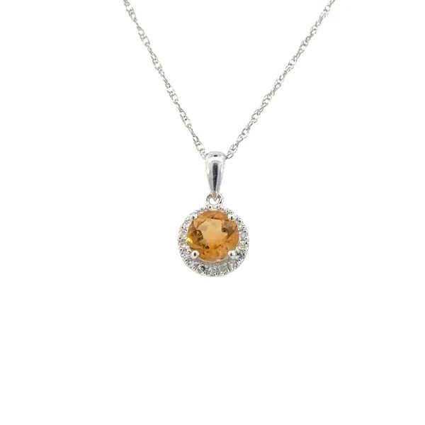 Citrine and Diamond Halo Pendant Image 4 Bryan Jewelry Prattville, AL