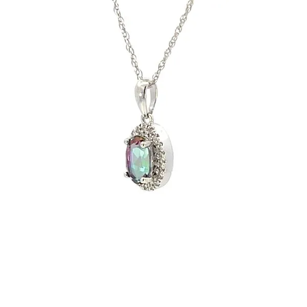 Oval Mystic Topaz & Diamond Halo Pendant Image 2 Bryan Jewelry Prattville, AL
