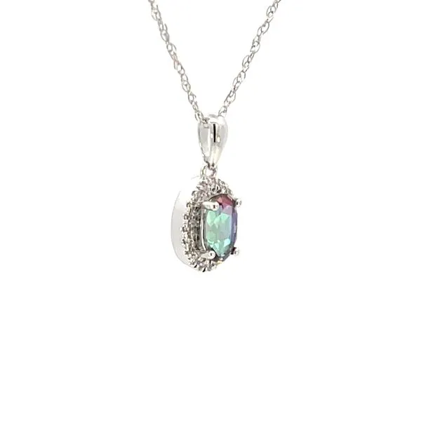 Oval Mystic Topaz & Diamond Halo Pendant Image 3 Bryan Jewelry Prattville, AL