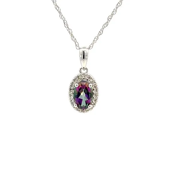 Oval Mystic Topaz & Diamond Halo Pendant Bryan Jewelry Prattville, AL