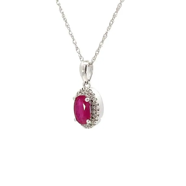 Oval  Ruby & Diamond Halo Pendant Image 2 Bryan Jewelry Prattville, AL
