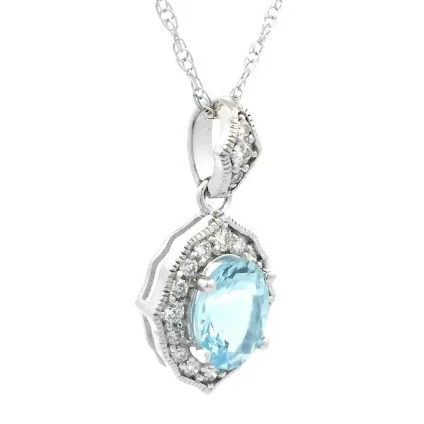 Oval Aquamarine & diamond pendant Image 2 Bryan Jewelry Prattville, AL