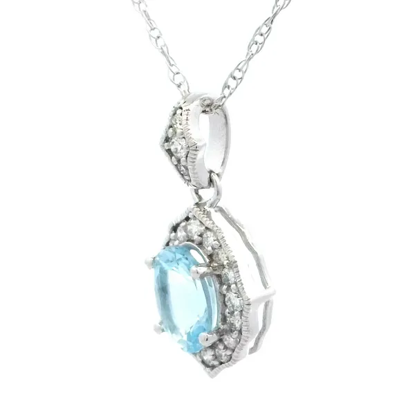 Oval Aquamarine & diamond pendant Image 3 Bryan Jewelry Prattville, AL