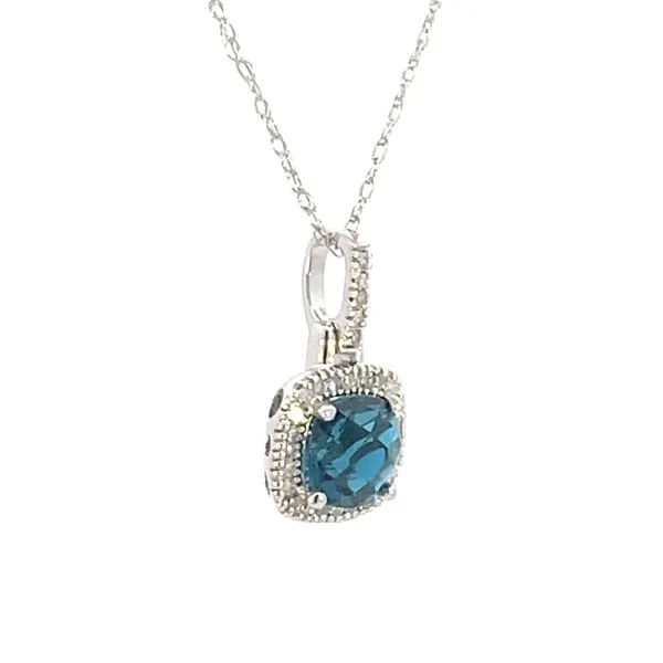 London Blue Topaz & Diamond Pendant Image 3 Bryan Jewelry Prattville, AL