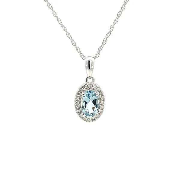Oval Aquamarine & Diamond Halo Pendant Bryan Jewelry Prattville, AL