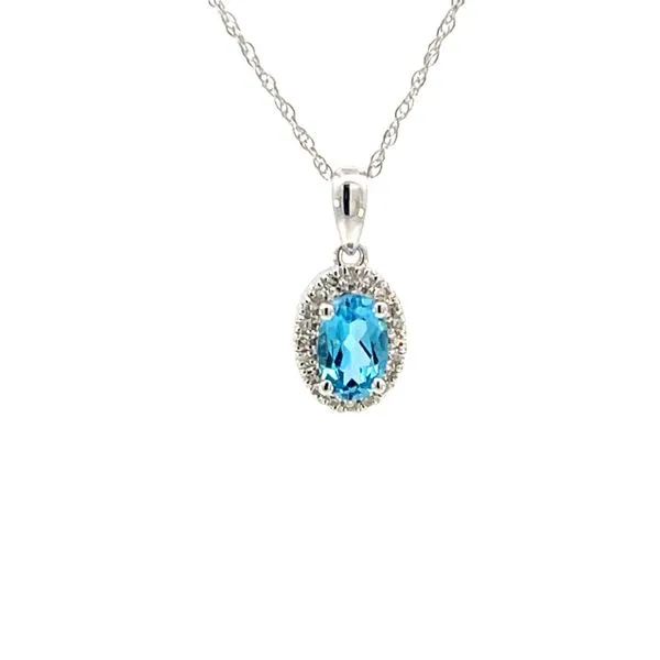 Oval Blue Topaz & Diamond Halo Pendant Bryan Jewelry Prattville, AL