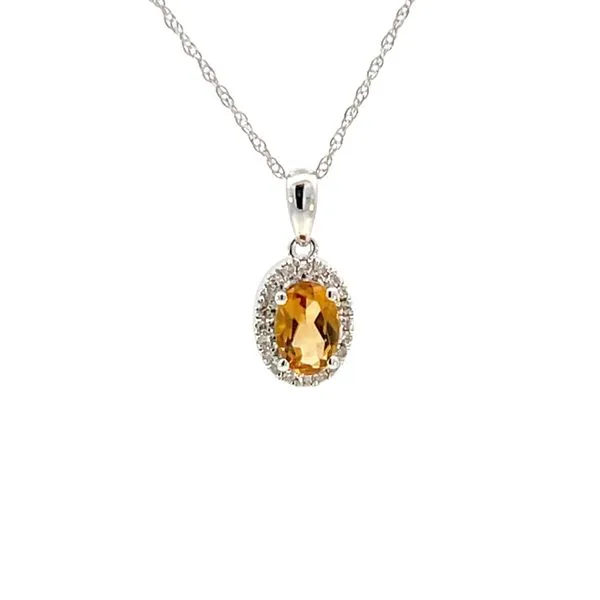 Oval Citrine & Diamond Halo Pendant Bryan Jewelry Prattville, AL
