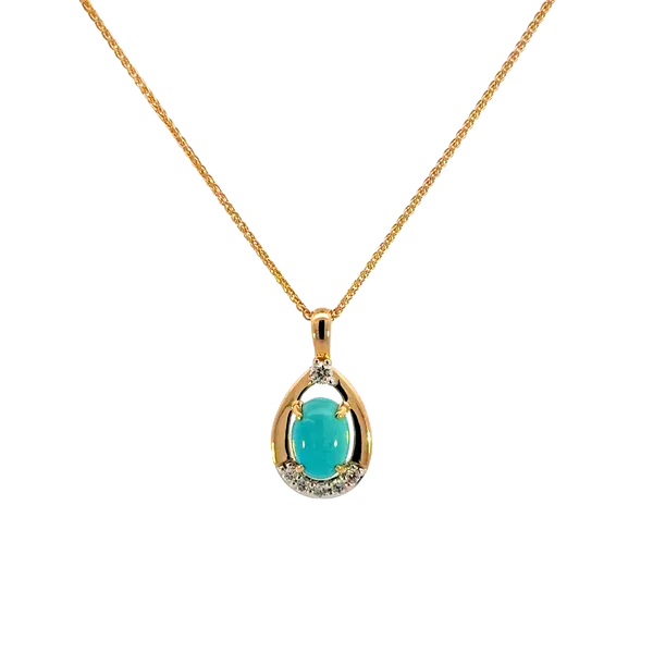 Turquoise & Diamond 14ky Pendant Image 2 Bryan Jewelry Prattville, AL