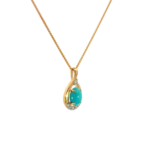 Turquoise & Diamond 14ky Pendant Image 3 Bryan Jewelry Prattville, AL