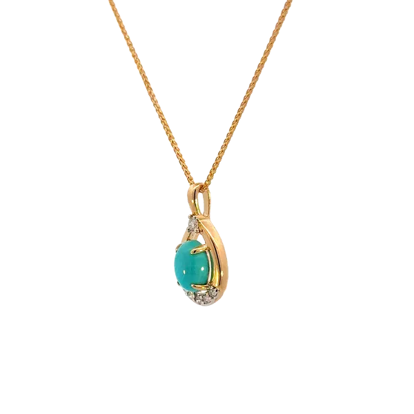 Turquoise & Diamond 14ky Pendant Image 4 Bryan Jewelry Prattville, AL