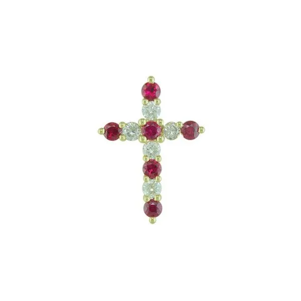 Ruby & Diamond Cross Pendant-14ky Image 2 Bryan Jewelry Prattville, AL