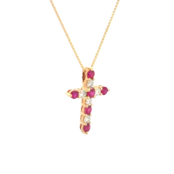 Ruby & Diamond Cross Pendant-14ky Image 3 Bryan Jewelry Prattville, AL