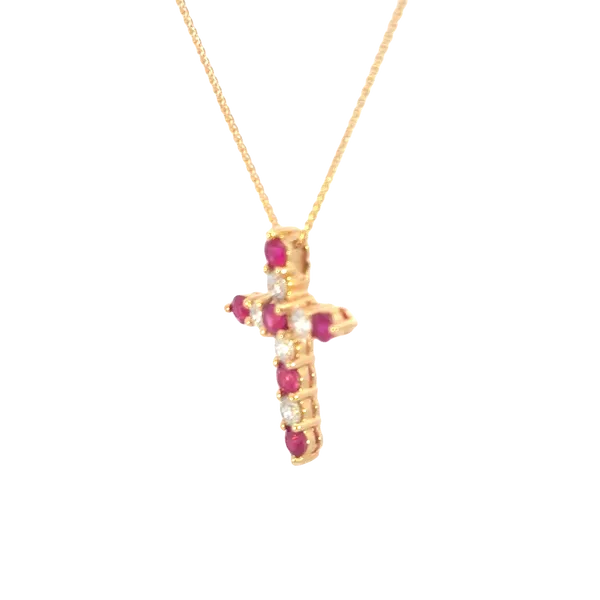 Ruby & Diamond Cross Pendant-14ky Image 4 Bryan Jewelry Prattville, AL