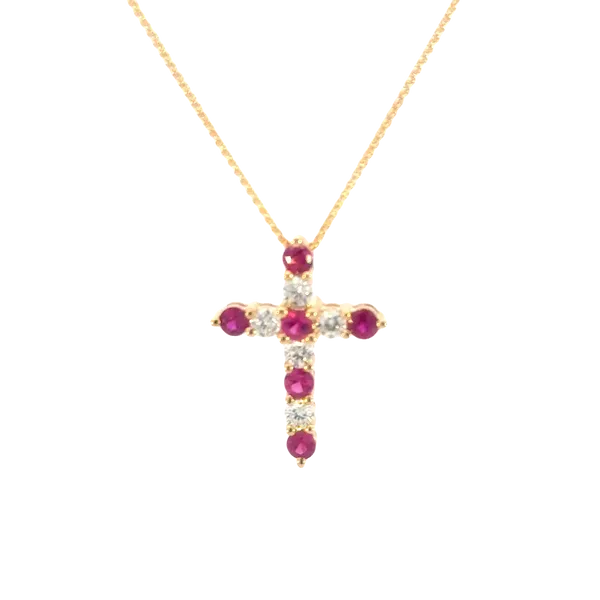 Ruby & Diamond Cross Pendant-14ky Bryan Jewelry Prattville, AL