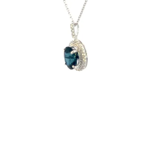 Blue Sapphire 9x7 Oval AA Quality AGTA  Diamond Pendant Image 3 Bryan Jewelry Prattville, AL