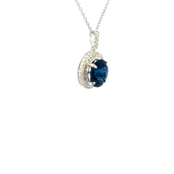 Blue Sapphire 9x7 Oval AA Quality AGTA  Diamond Pendant Image 5 Bryan Jewelry Prattville, AL