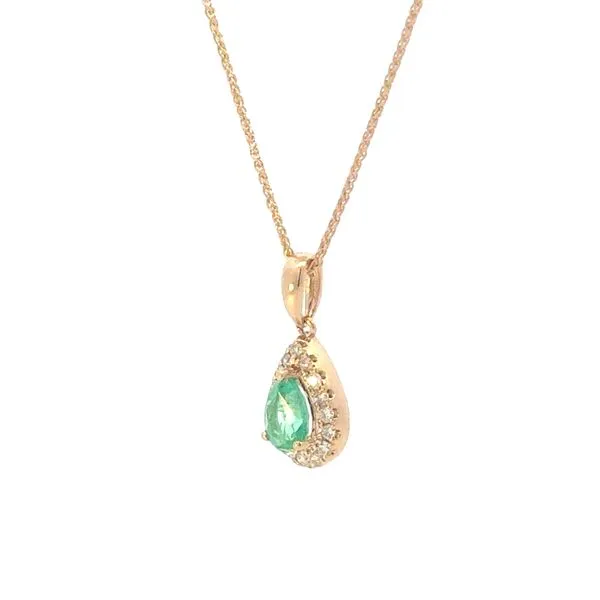Pear Shaped Emerald & Diamond Pendant-14ky Image 2 Bryan Jewelry Prattville, AL