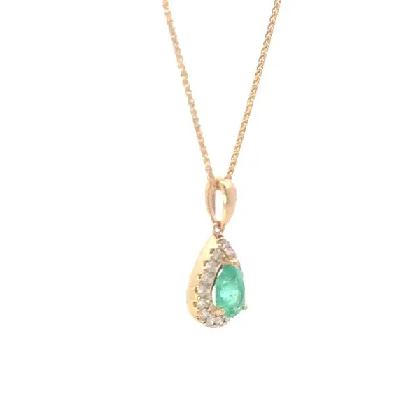 Pear Shaped Emerald & Diamond Pendant-14ky Image 3 Bryan Jewelry Prattville, AL