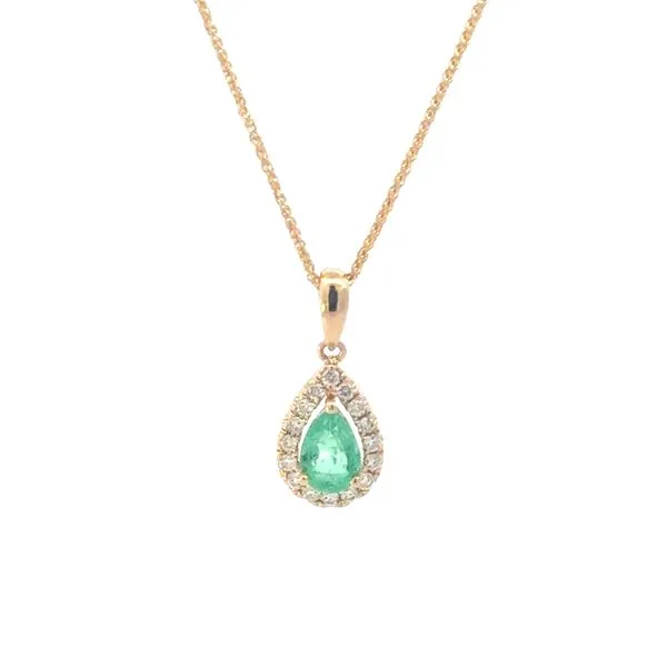 Pear Shaped Emerald & Diamond Pendant-14ky Bryan Jewelry Prattville, AL