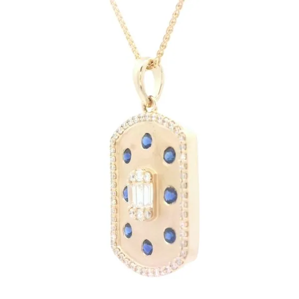 Sapphire & Diamond Sandblasted Medallion-14ky Image 4 Bryan Jewelry Prattville, AL